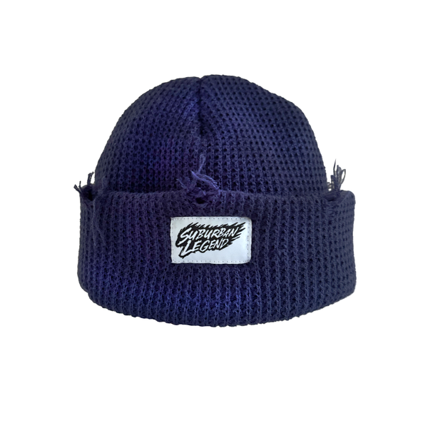 Distressed vintage navy beanie
